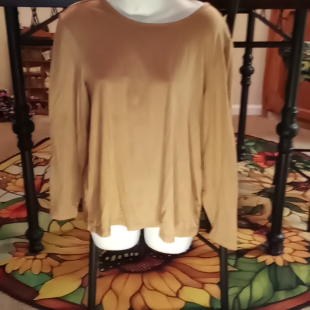 Cold Water Creek Pullover Shirt Large Tan Brown